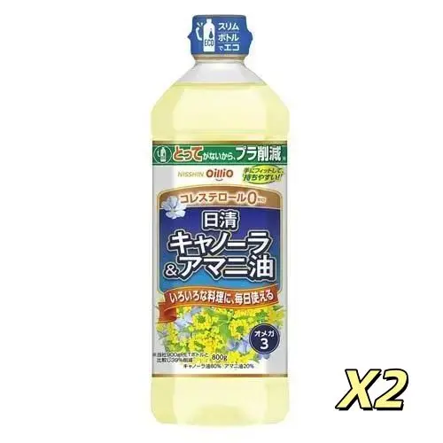 日清 0膽固醇芥花籽亞麻籽雙效調和油 800gX2【平行進口】有效期26年11月