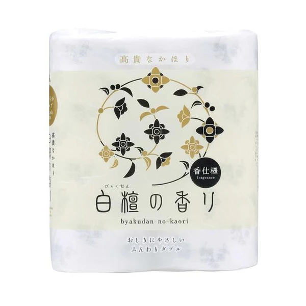 妮飄 - 日本頂級奢華紙品:四國特紙白檀之香高級印花雙層捲筒廁紙4捲入【平行進口】