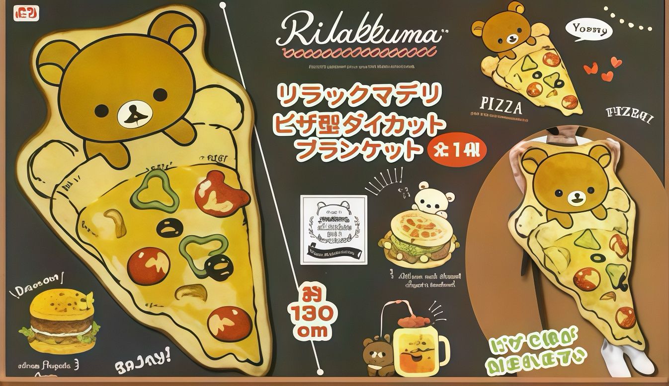 RILAKKUMA PIZZA 鬆弛熊 立體剪裁 薄款 大毛毯