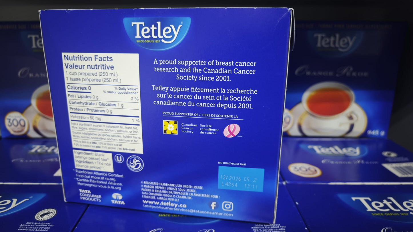 【加拿大直送】現貨 Tetley Orange Pekoe英式紅茶柑橘清香300包