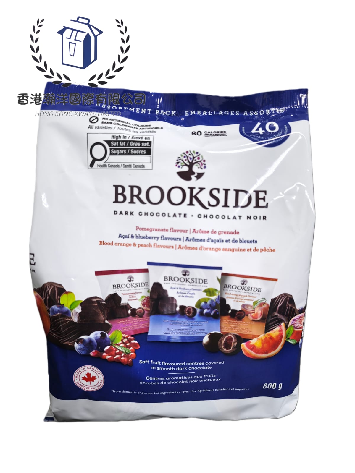 現貨 加拿大直送 BROOKSIDE - 水果黑巧克力雜錦口味20g*40 800g【平行進口】EXP 01-2027
