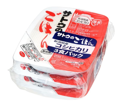 日本佐藤-新潟縣產越光米即食飯 200克 ×3食包裝【平行進口】賞味期限:2026年10月