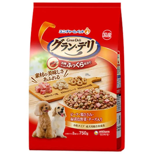 現貨 unicharm - 日本 GRAND DELI 鬆軟製作 狗用乾糧 750g (牛肉雞肉野菜)【平行進口】有效期202605