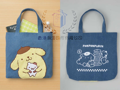 SANRIO 布甸狗 Pom pom Purin 牛仔布 雙面圖案 單肩袋