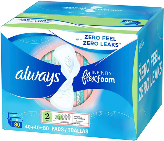 Always Infinity FlexFoam Pads 液體衛生巾 27cm 日用(80-count)
