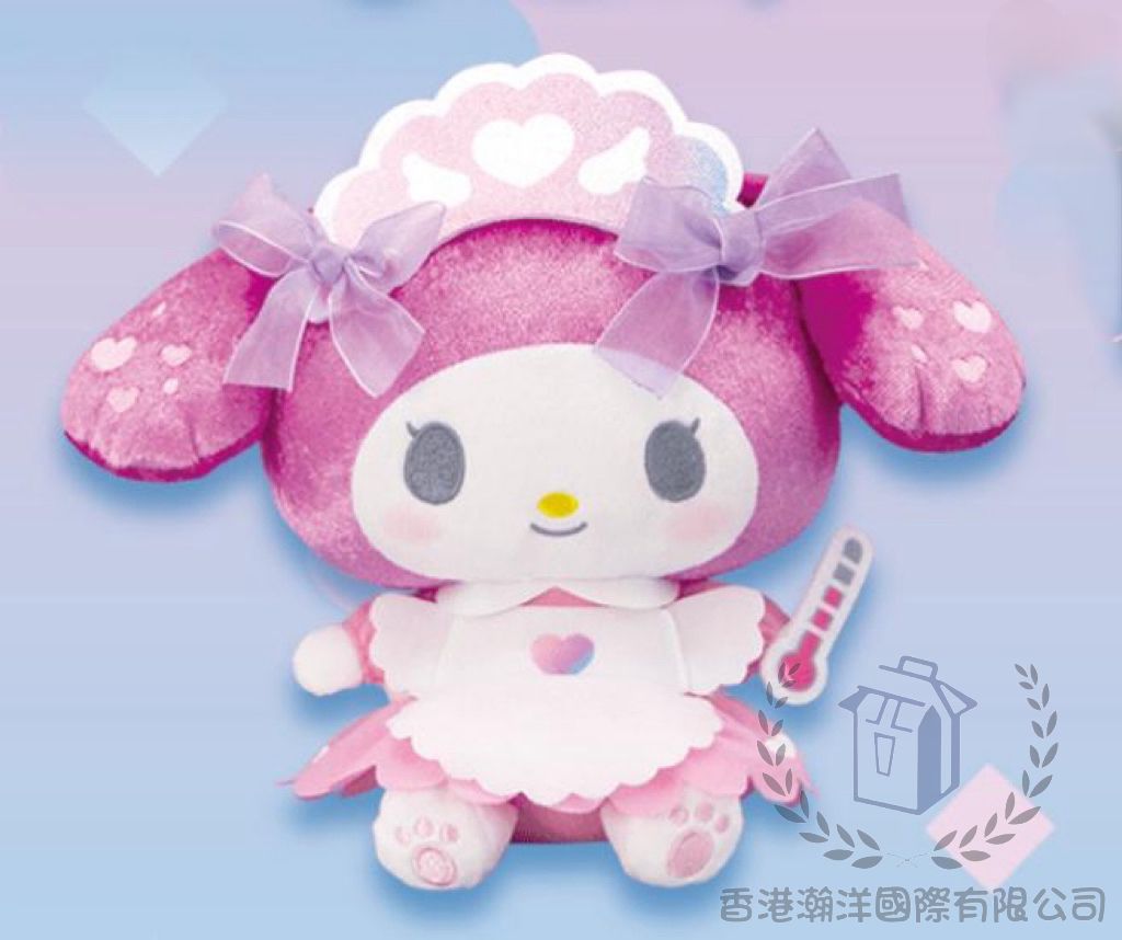 Sanrio My Melody 帶溫度計 Hello Sweet Days 美樂蒂護理師溫度計 小號毛絨玩具