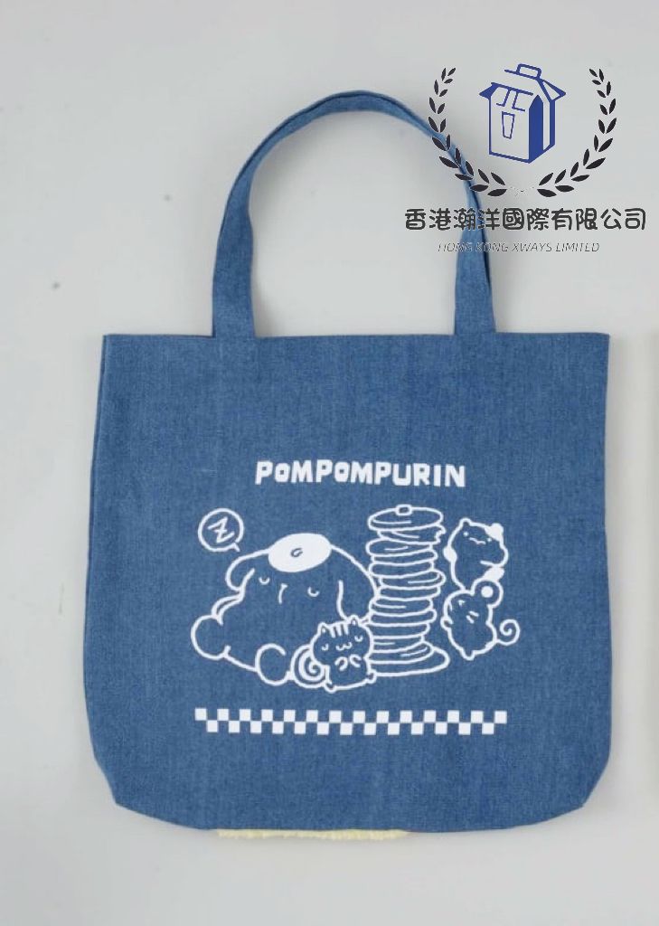 SANRIO 布甸狗 Pom pom Purin 牛仔布 雙面圖案 單肩袋