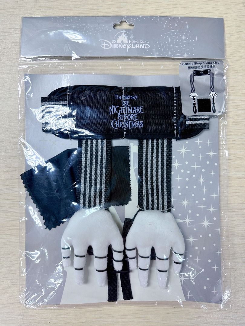 絕版 全新 DISNEY 怪誕城之夜 The Nightmare Before Christmas 相樹掛帶及鏡頭抹布