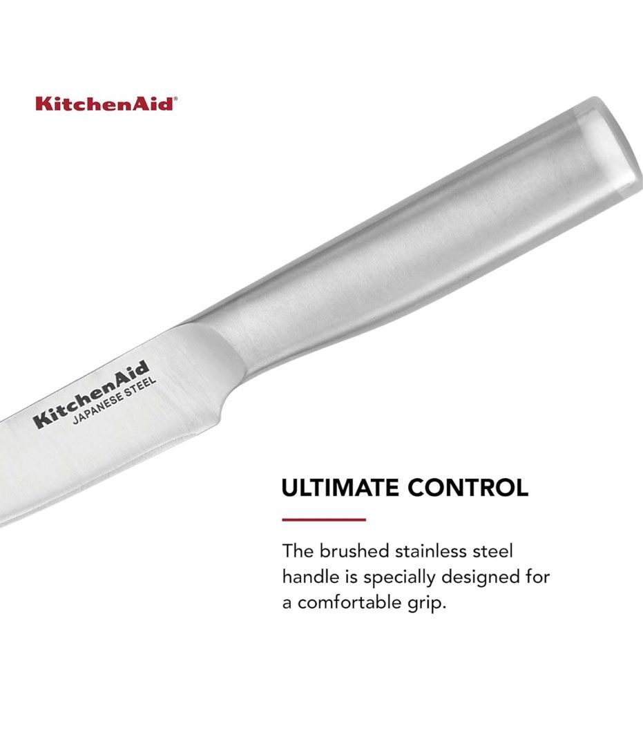 KitchenAid 日本不鏽鋼切肉刀 14cm 5.5吋 不鏽鋼手柄 另送多用途玻璃砧板