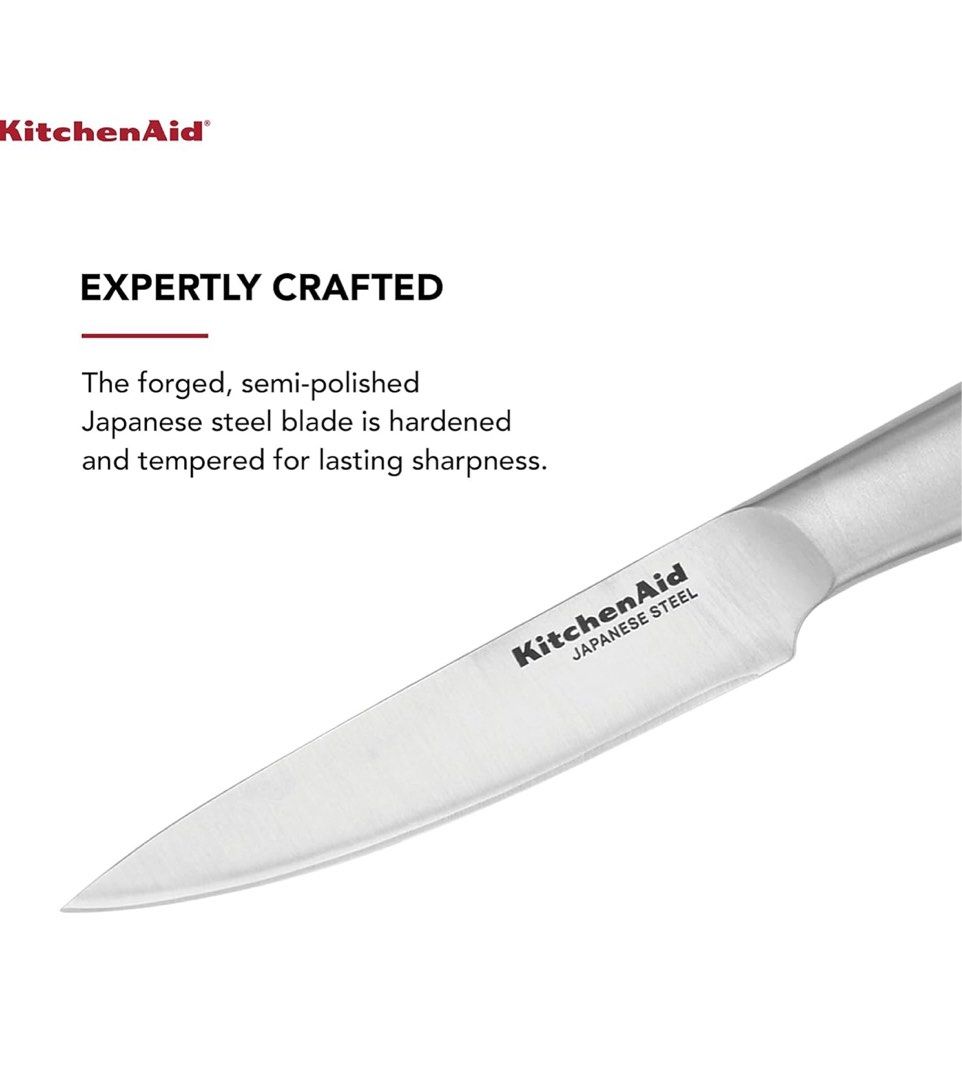 KitchenAid 日本不鏽鋼切肉刀 14cm 5.5吋 不鏽鋼手柄 另送多用途玻璃砧板